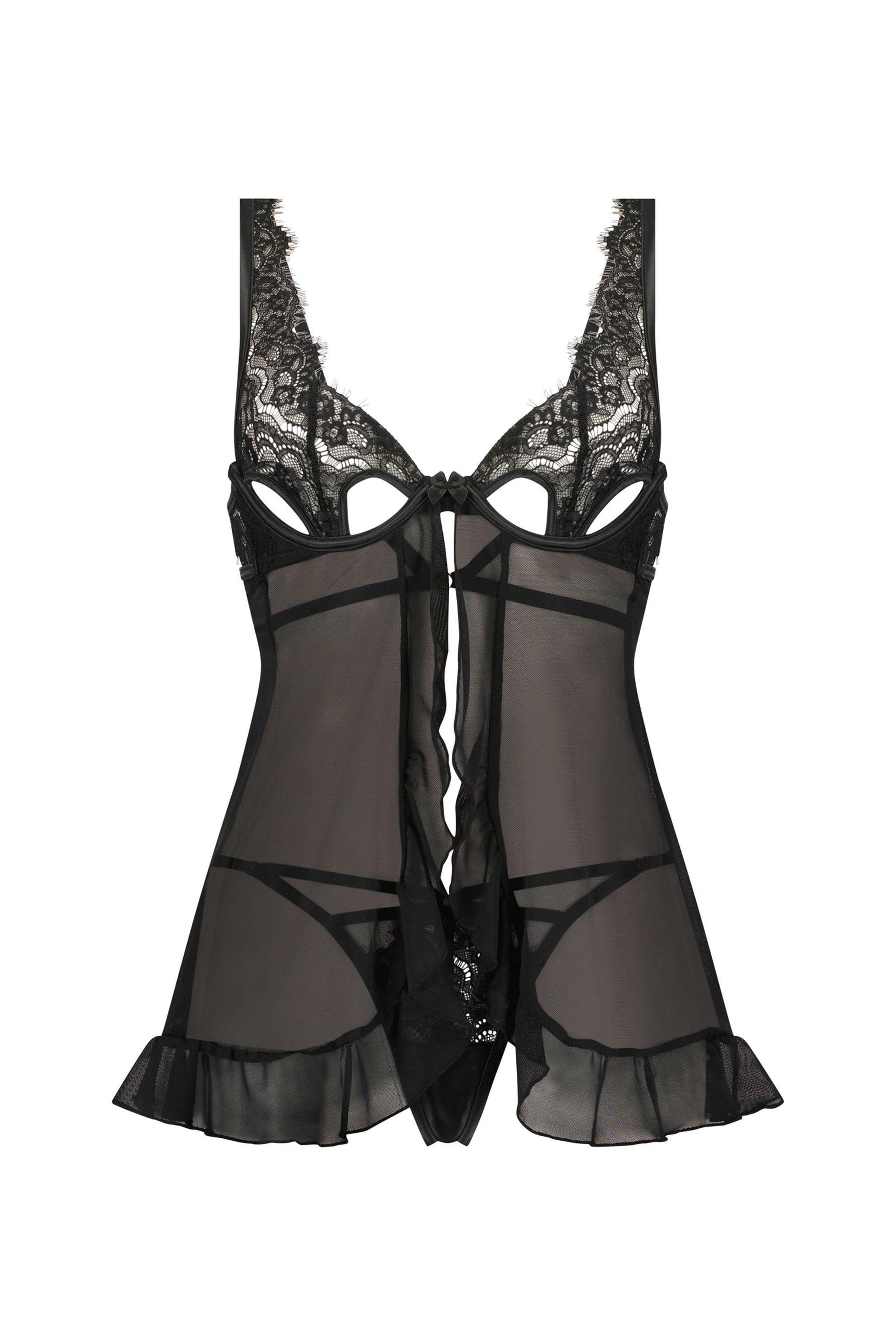 Hunkemöller Private babydoll met string Seraphina zwart | wehkamp