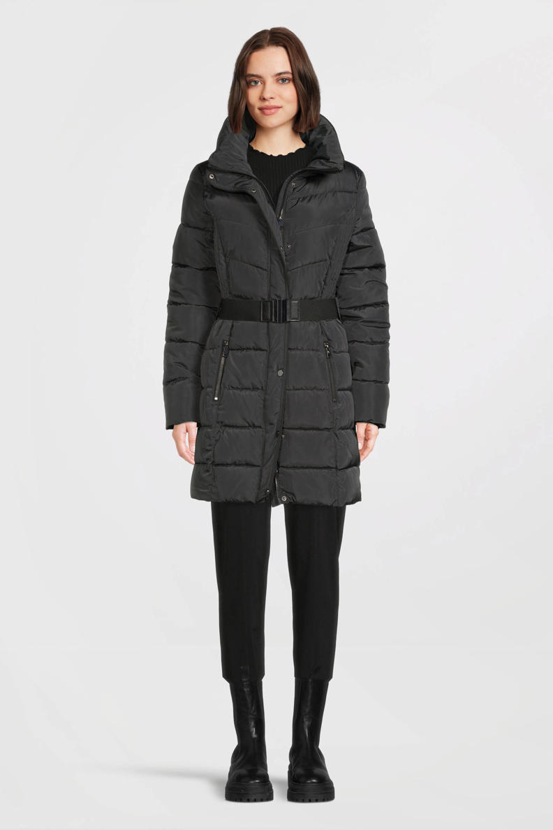 Geisha gewatteerde winterjas met ceintuur antraciet | wehkamp