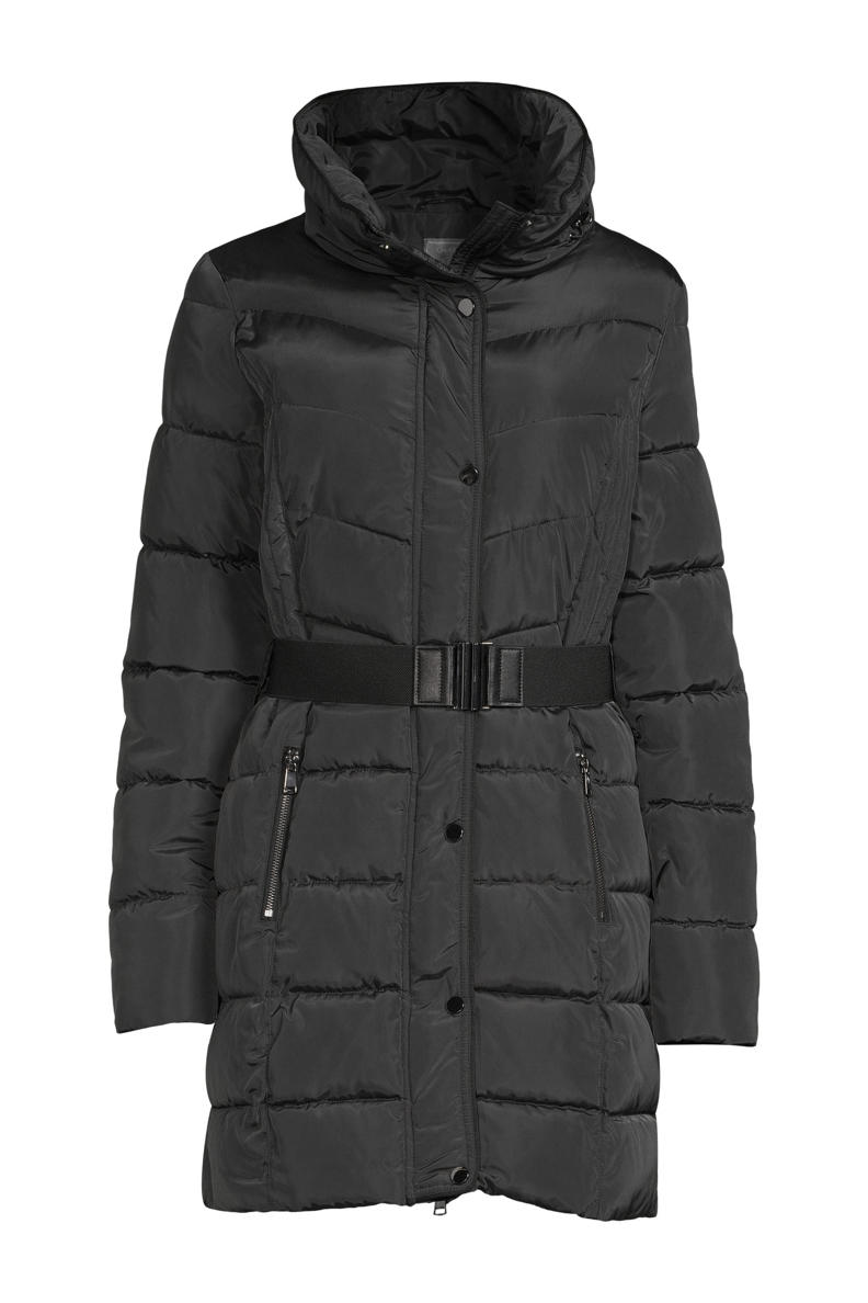 Geisha gewatteerde winterjas met ceintuur antraciet | wehkamp
