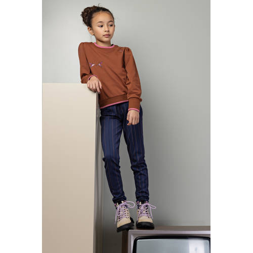 NONO gestreepte slim fit broek Secla blauw afbeelding