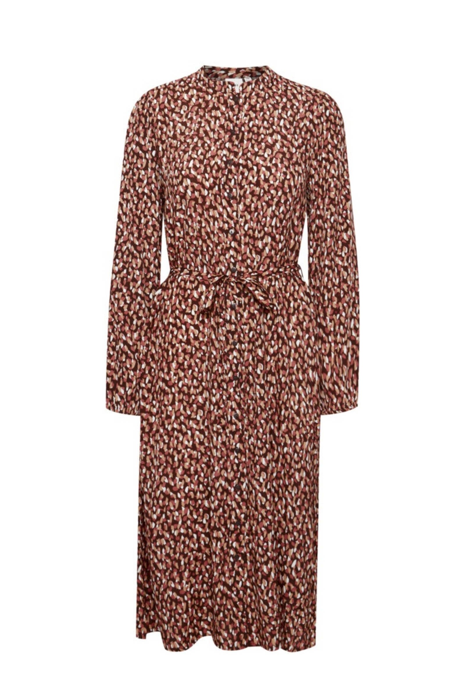 Ichi Tuniekjurk rood-bruin luipaardprint casual uitstraling Mode Jurken Tuniekjurken 