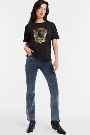 T-shirt met tekst zwart/goud