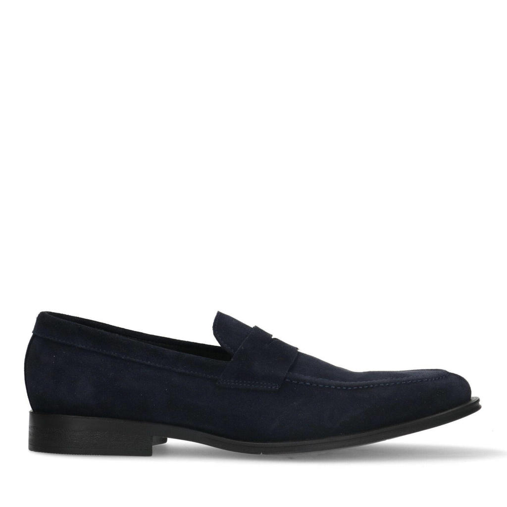Manfield suède hoge loafers donkerblauw Manfield suède hoge loafers donkerblauw