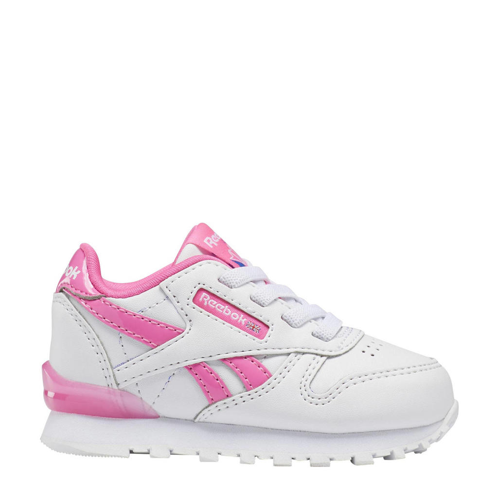Reebok Classics Classic Leather Step 'N' Flash sneakers met lichtjes wit/roze