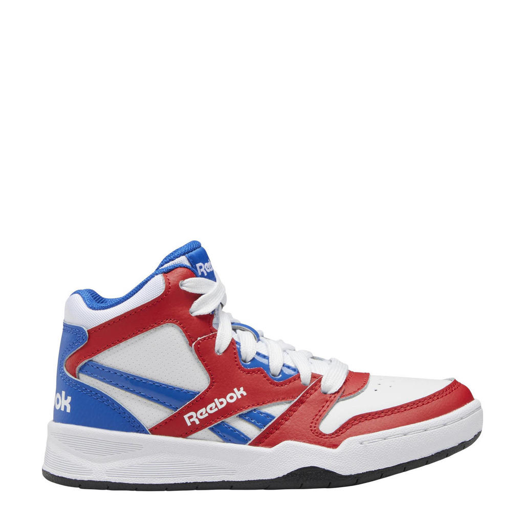 Wit, rood en blauwe jongens en meisjes Reebok Classics BB4500 Court sneakers van imitatieleer met veters