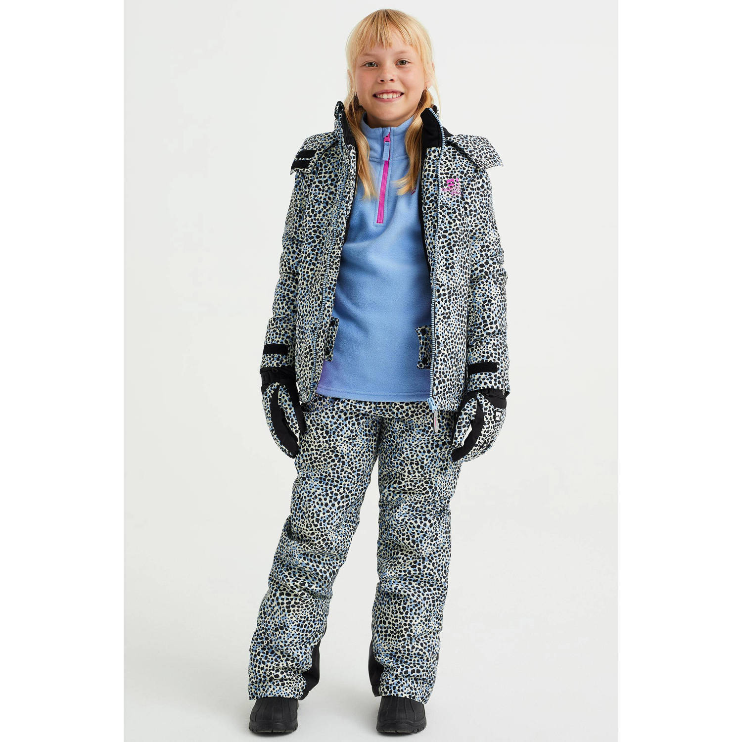 WE Fashion ski-jack blauw Skijack Polyester Capuchon 110 116