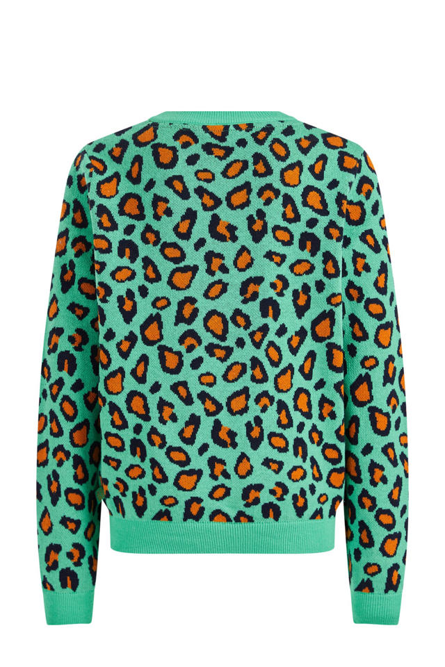 profiel Besmettelijke ziekte olifant WE Fashion fijngebreide trui met panterprint groen/roze | wehkamp