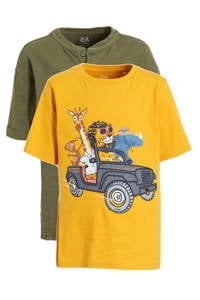 C&A T-shirt - set van 2 geel/groen