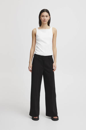wide leg pantalon IHKATE van polyester zwart