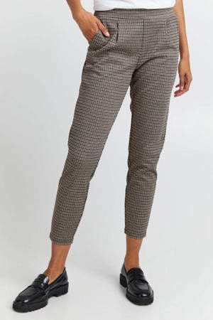 cropped straight fit broek IHKATE CAMELEON pA met all over print bruin
