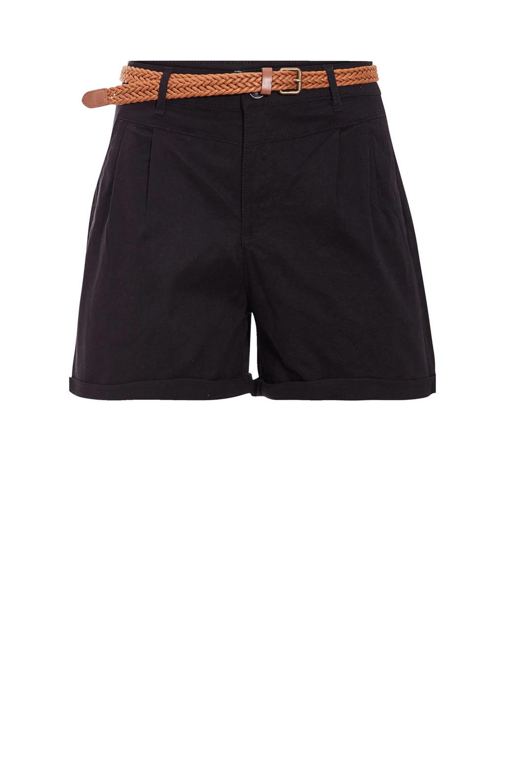 Zwarte dames Cache Cache high waist regular fit korte broek van katoen met effen