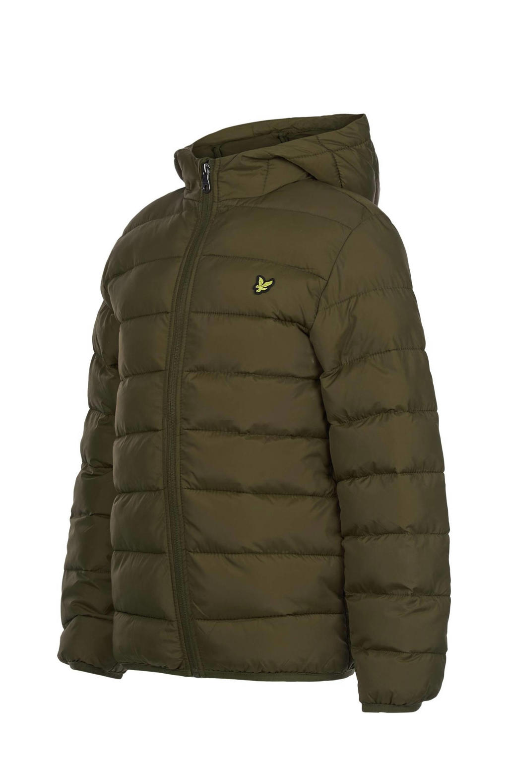 Lyle & Scott gewatteerde winterjas met logo olijfgroen | wehkamp