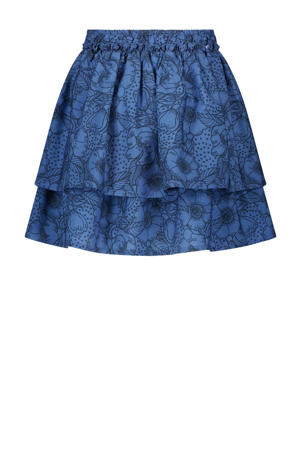 gebloemde rok blauw