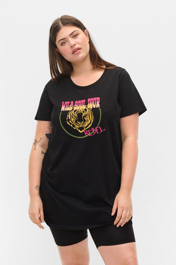 Zwart t-shirt momi logo top