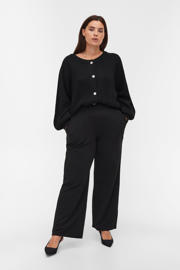 thumbnail: Zwarte dames Zizzi high waist wide leg legging van polyester met elastische tailleband