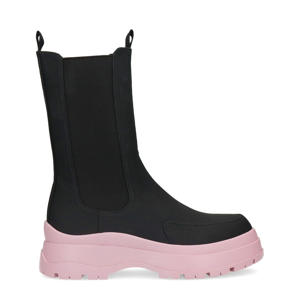   chunky chelsea boots zwart/roze