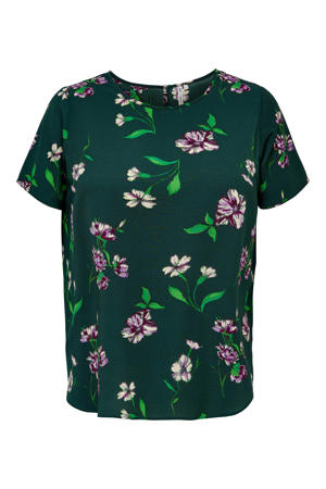 gebloemd T-shirt CARVICA  donkergroen/roze/lichtgroen