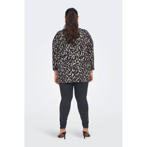 ONLY CARMAKOMA geweven top CARALBA met panterprint grijs/ taupe afbeelding