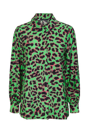 blouse VMANEA met dierenprint groen