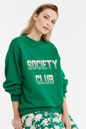 sweater Adinemd met printopdruk groen
