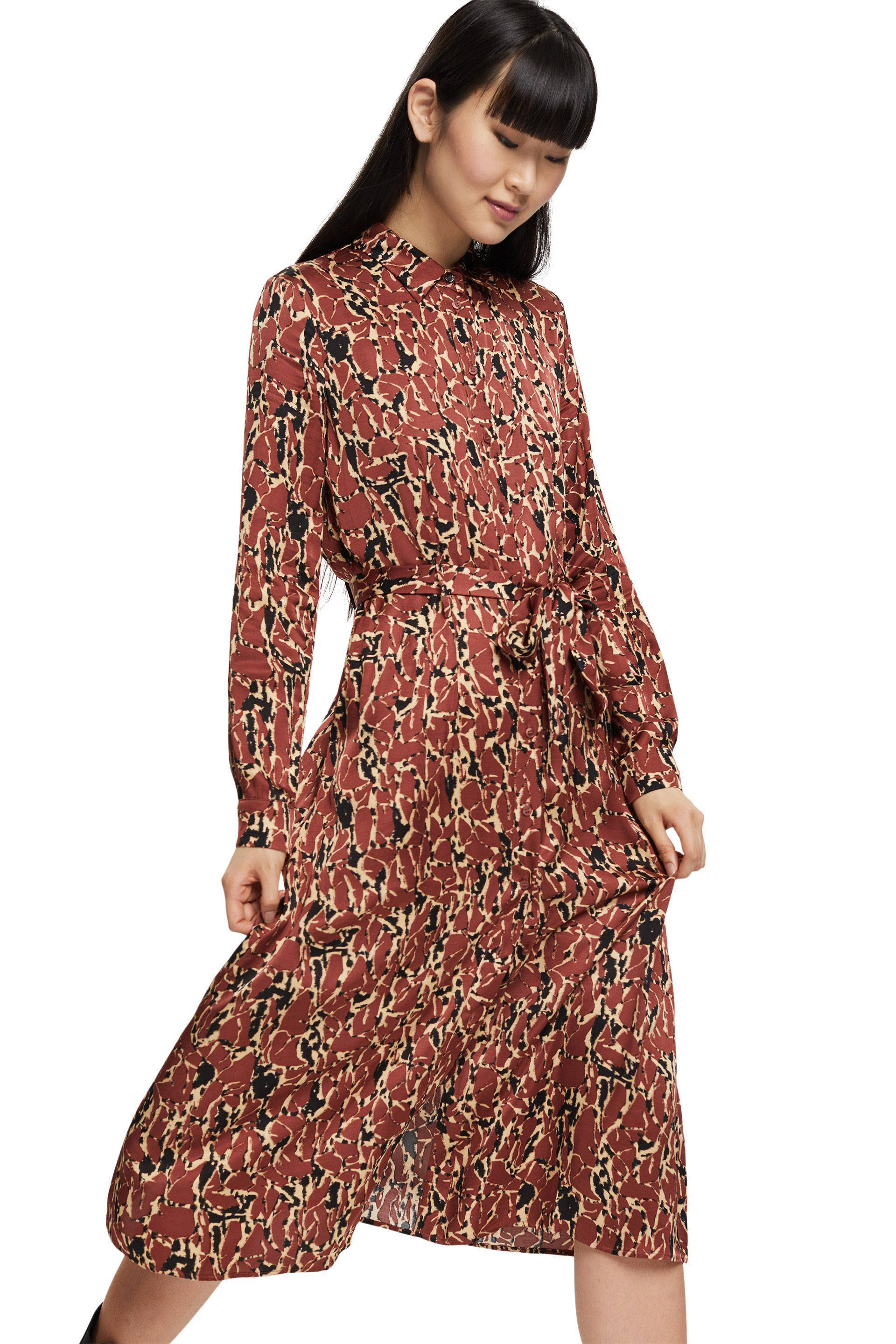 Mode Jurken Gebreide jurken Esprit Gebreide jurk bruin casual uitstraling 