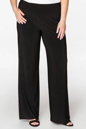 wide leg broek van travelstof DOLCE zwart