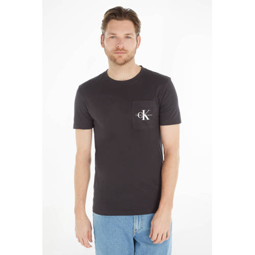 CALVIN KLEIN JEANS T-shirt met borstzak en logo black