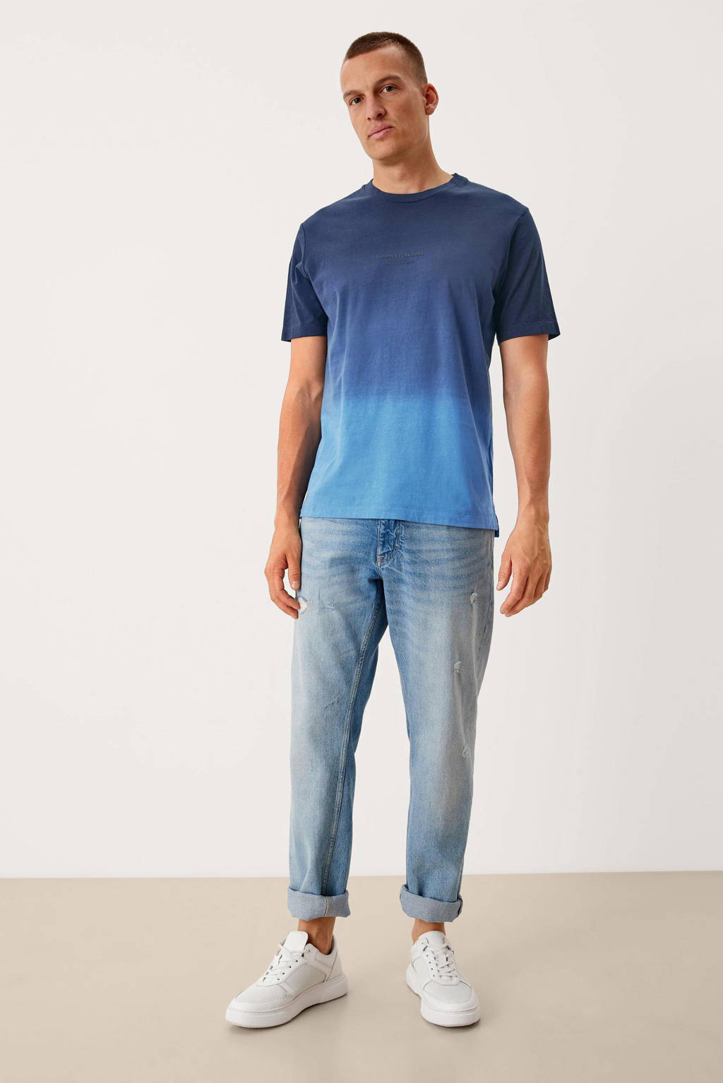s.Oliver dip-dye regular fit T-shirt blauw