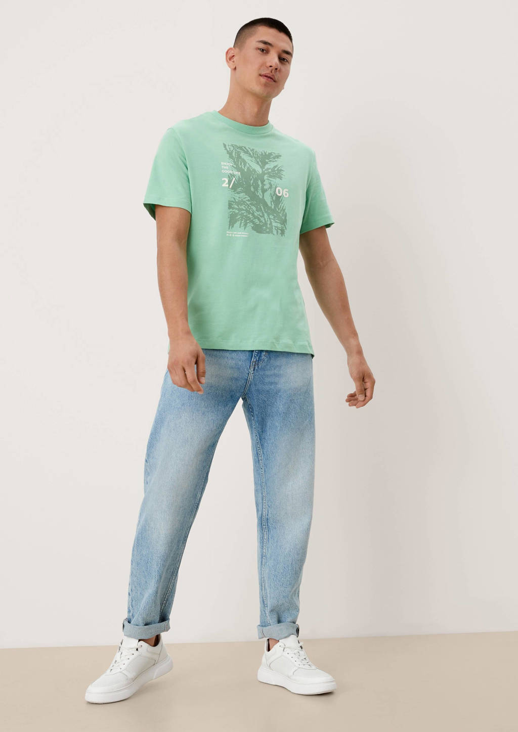 s.Oliver T-shirt met printopdruk lichtgroen