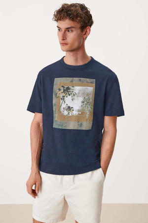 regular fit T-shirt met printopdruk blauwzwart
