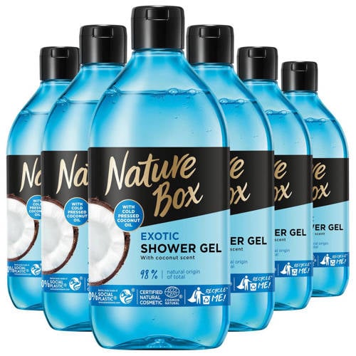 Wehkamp Nature Box Coconut Moisture & Freshness douchegel - 6 x 385 ml - voordeelverpakking aanbieding