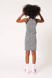 CoolCat Junior halter jurk Ditte CG met all over print wit/zwart