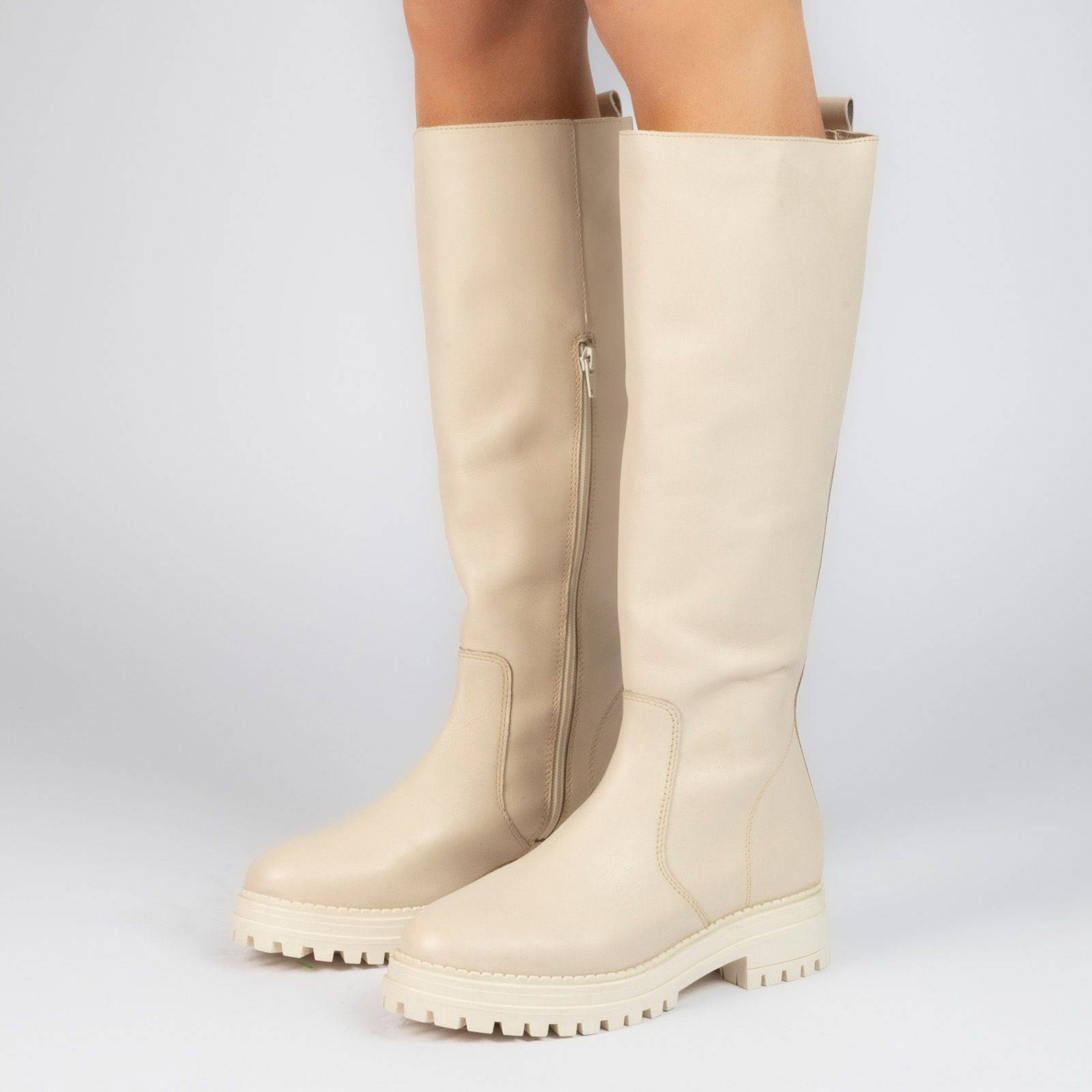 Sacha leren laarzen off white | wehkamp