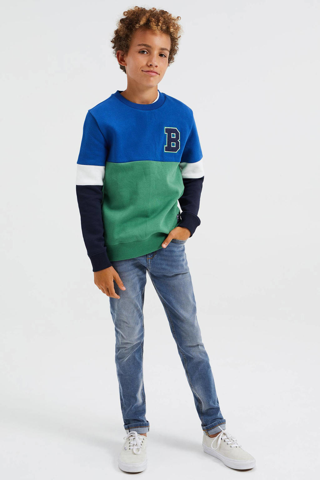 WE Fashion sweater blauw/groen/zwart