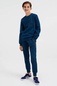 WE Fashion Salty Dog sweater met logo donkerblauw