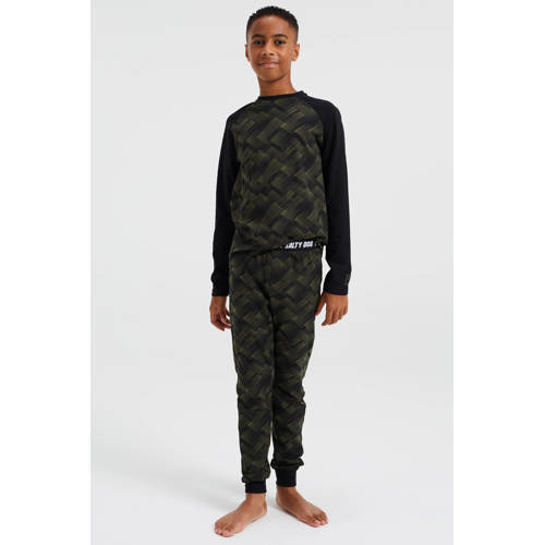 WE Fashion pyjama met camouflageprint kaki/zwart