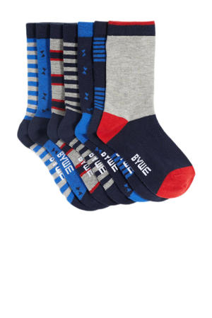 sokken - set van 7 grijs/blauw