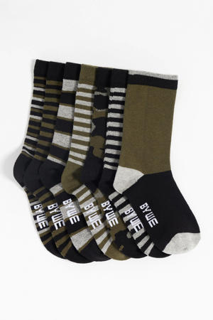 sokken - set van 7 kaki/grijs/zwart