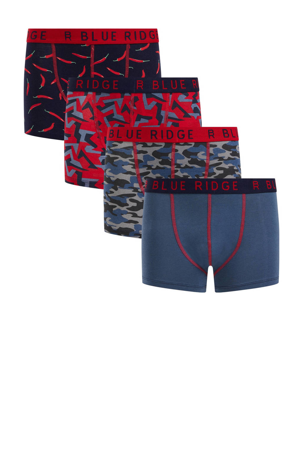 WE Fashion   boxershort - set van 4 blauw/rood/zwart