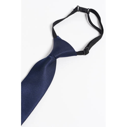 WE Fashion stropdas met textuur donkerblauw afbeelding