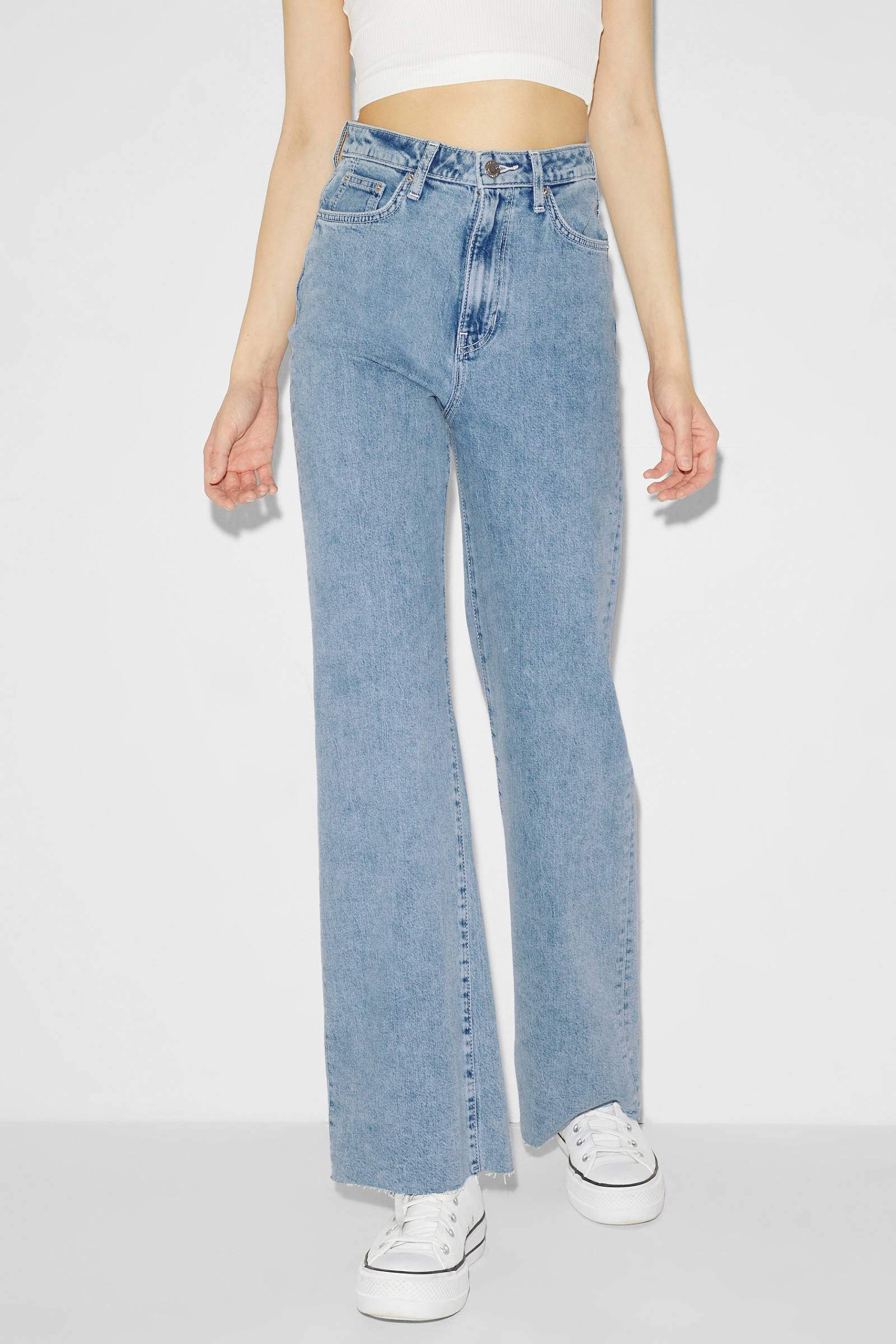 C\u0026A Clockhouse high waist wide leg jeans light blue denim | wehkamp
