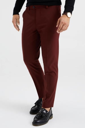 slim fit pantalon van gerecycled polyester donkerrood
