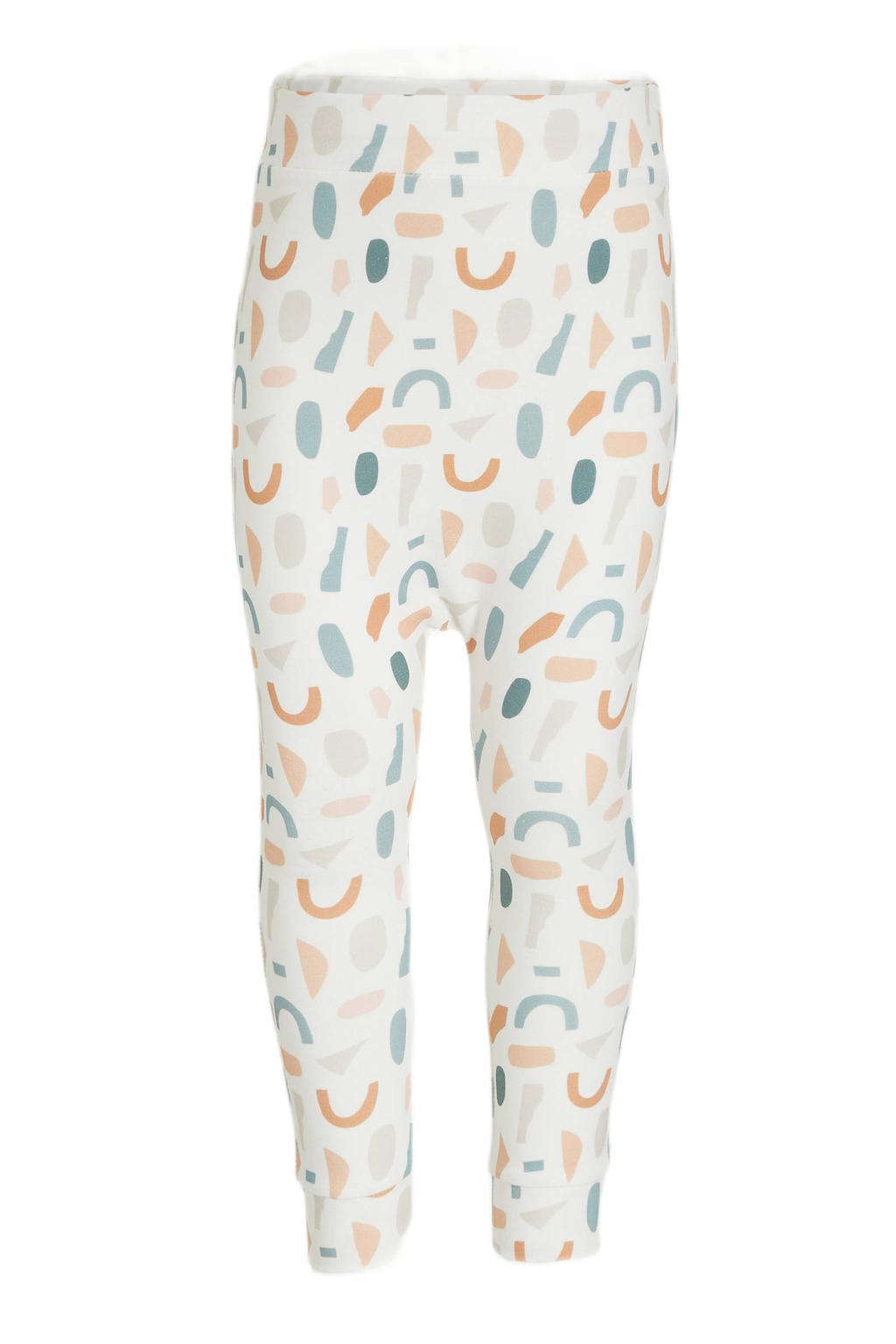 Wit, lichtblauw en okergele jongens Babystyling baby regular fit broek geel van katoen
