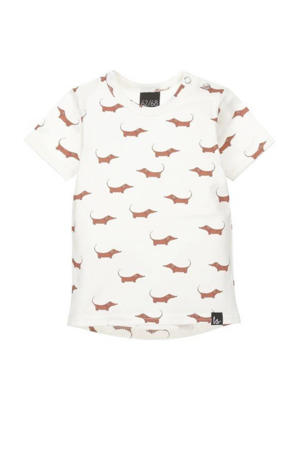 T-shirt met dierenprint wit/bruin