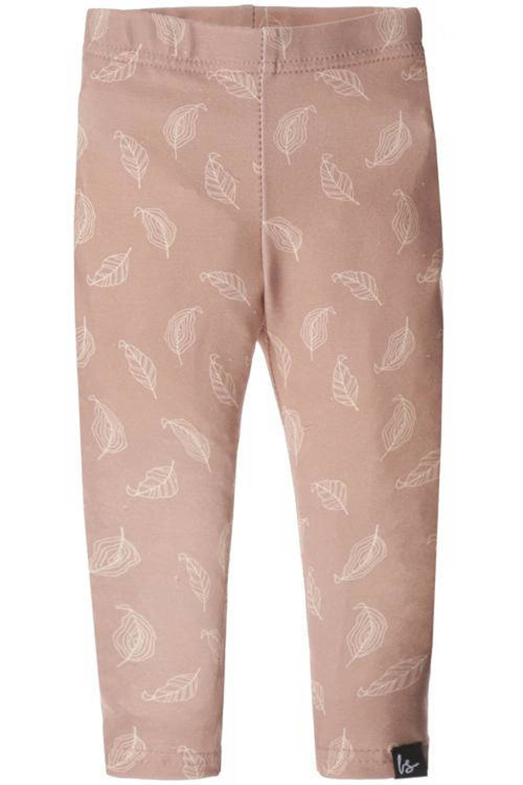 Babystyling regular fit legging met bladprint roze
