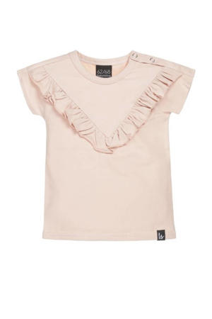 T-shirt met ruches lichtroze