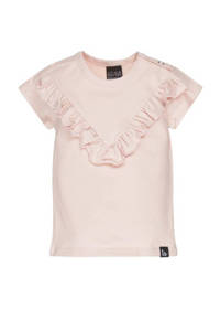 Babystyling T-shirt met ruches zachtroze