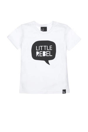 baby T-shirt met printopdruk wit/zwart
