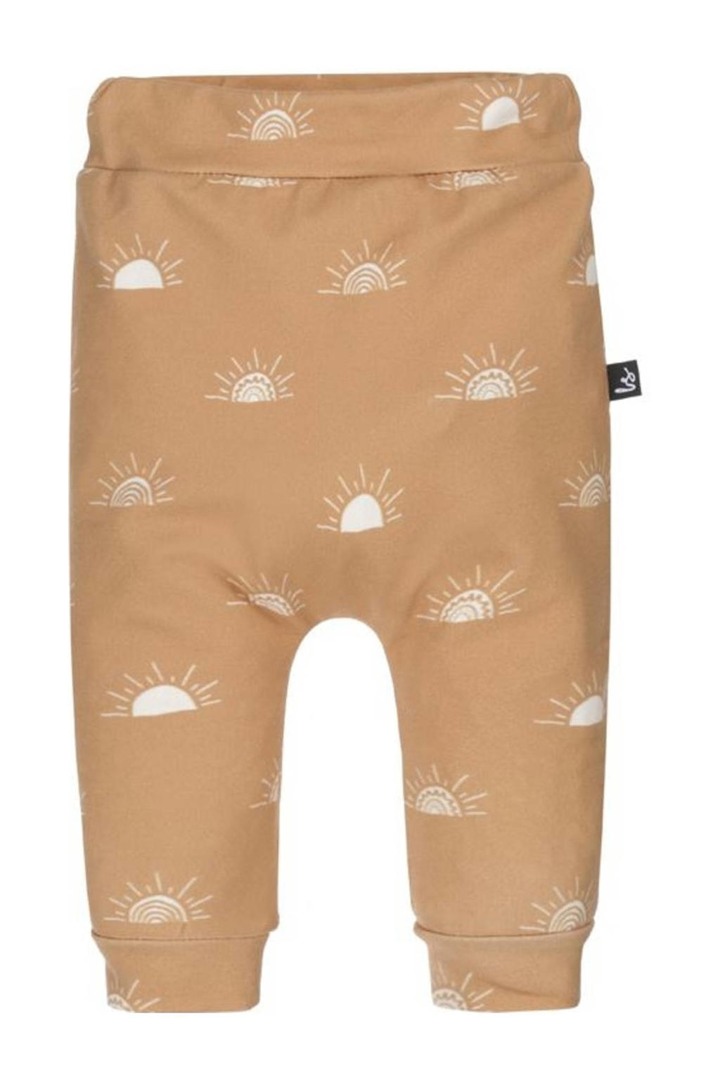 Camelkleurige jongens Babystyling baby regular fit broek van katoen met elastische tailleband