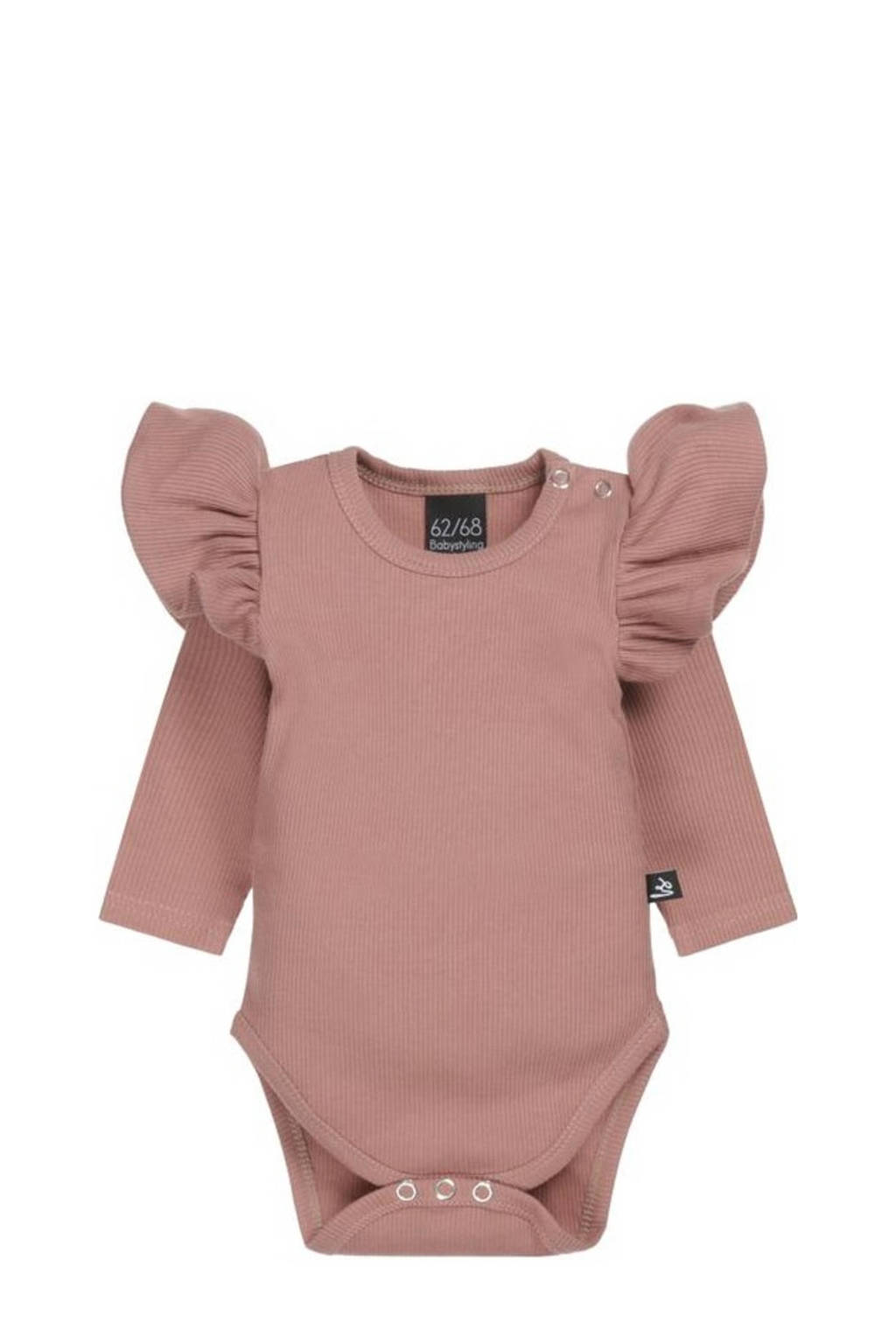Babystyling romper met ruches oudroze
